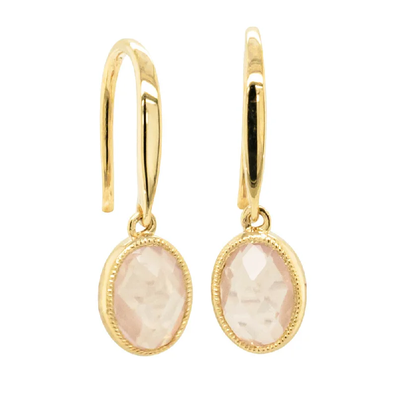 Best hoop earrings with intricate beaded details for a textured, stylish appearance-Chunky hoop earrings for fashion-forward outfits -9ct Yellow Gold Rose Quartz Rosehip Earrings