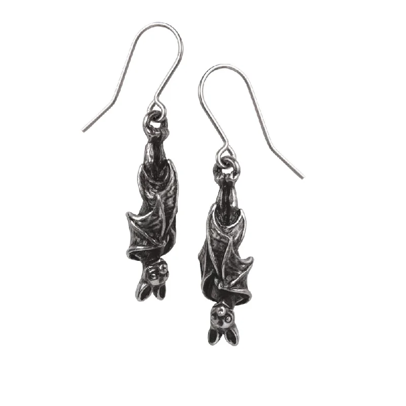 Best hoop earrings with minimalist designs for a clean and modern aesthetic-Hoop earrings with hanging charms for extra flair -Awaiting The Eventide Alchemy Gothic Bat Earrings