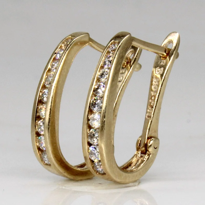 Hoop earrings with textured finishes for a vintage and classic style-Elegant hoop earrings for weddings -Channel Set Diamond Huggie Earrings | 0.33ctw |