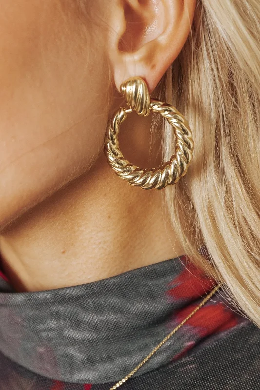 Hoop earrings with leather accents for a sleek and bold combination-Hoop earrings with adjustable clasps for comfort -Chunky Gold Plated Hoop Earrings