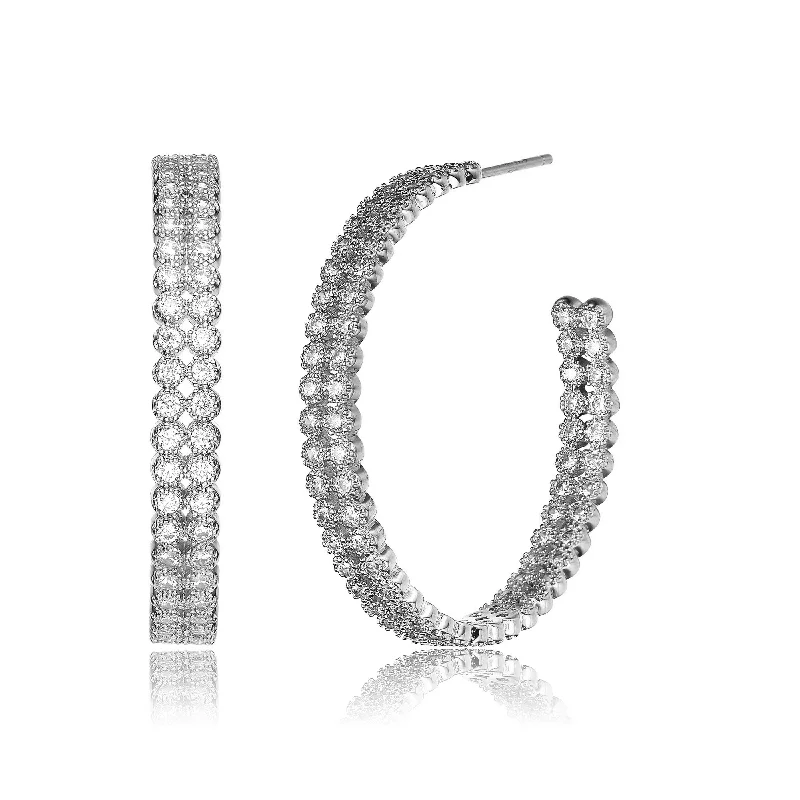 Hoop earrings with removable pendants for a versatile and customizable accessory-Hoop earrings for women with thick hair -Cléo Double Row Open Hoop Earrings