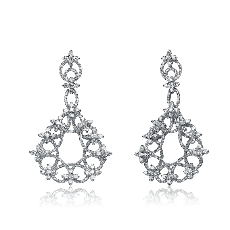 Stylish hoop earrings with diamond accents for an elegant and sparkling effect-Large silver hoop earrings for a bold look -Palais Lace Earrings