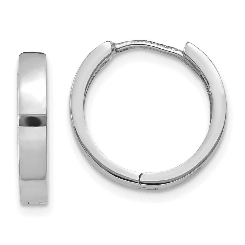 Best hoop earrings with satin ribbons for a soft, feminine appearance-Hoop earrings with twist design for extra flair -Curata 14k White Gold 11x3mm Solid Polished Hinged Hoop Earrings