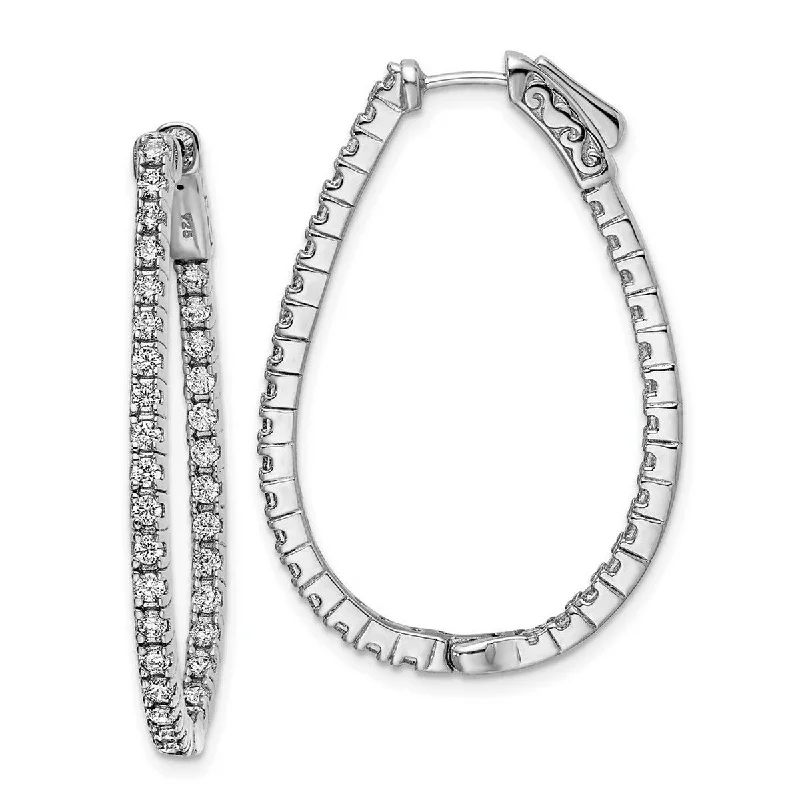 Best hoop earrings with vintage-style detailing for a nostalgic and timeless look-Fashion hoop earrings with modern shapes -Curata 925 Sterling Silver CZ Cubic Zirconia Simulated Diamond In and Out Hoop Earrings Measures 38x26.8mm Wide 2.35mm Thick