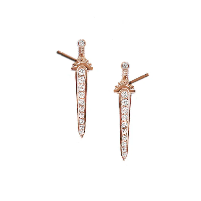 Best hoop earrings with gold for a luxurious and timeless look-Small gold hoop earrings for women -Dagger Sword Dainty Diamond Stud  Earrings