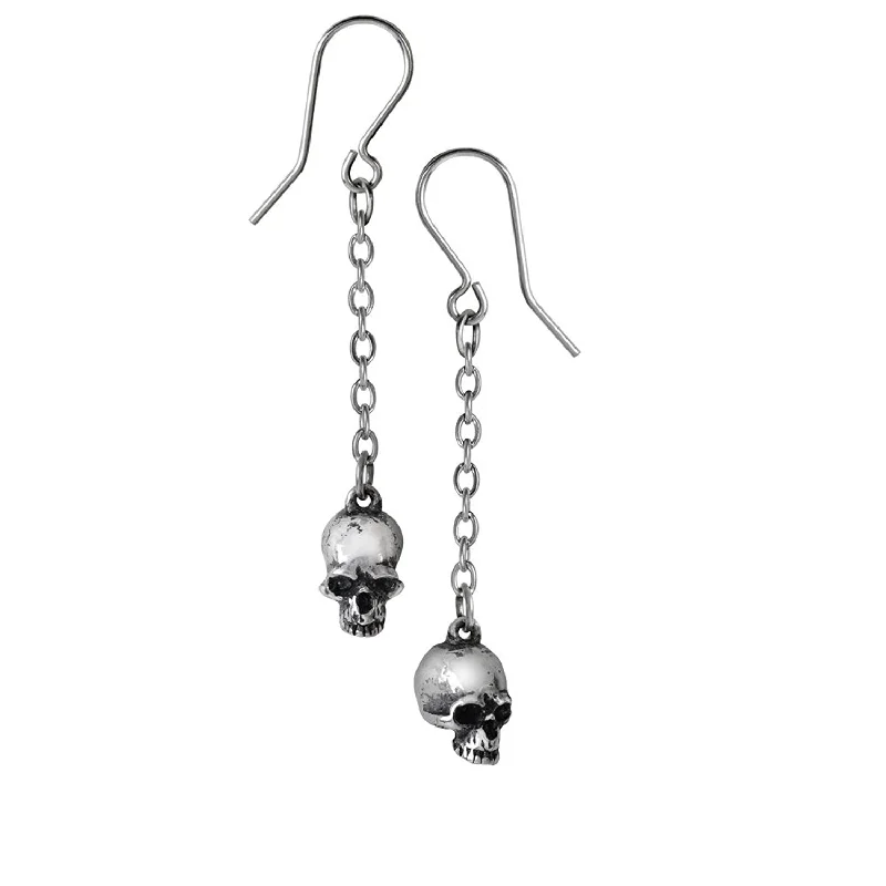 Hoop earrings with luxe velvet finishes for a rich and luxurious touch-Hoop earrings with animal print for a trendy vibe -Deadskull Pair of Earrings by Alchemy Gothic