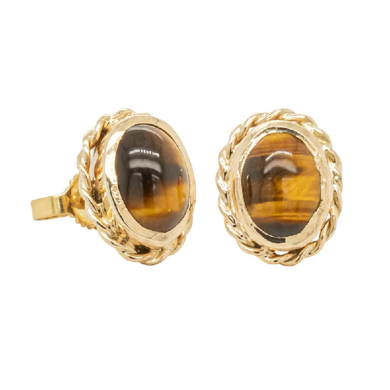 Best hoop earrings with stacked layers for a dimensional and bold look-Trendy hoop earrings for every occasion -Deja Vu 10ct Yellow Gold Tiger's Eye Earrings