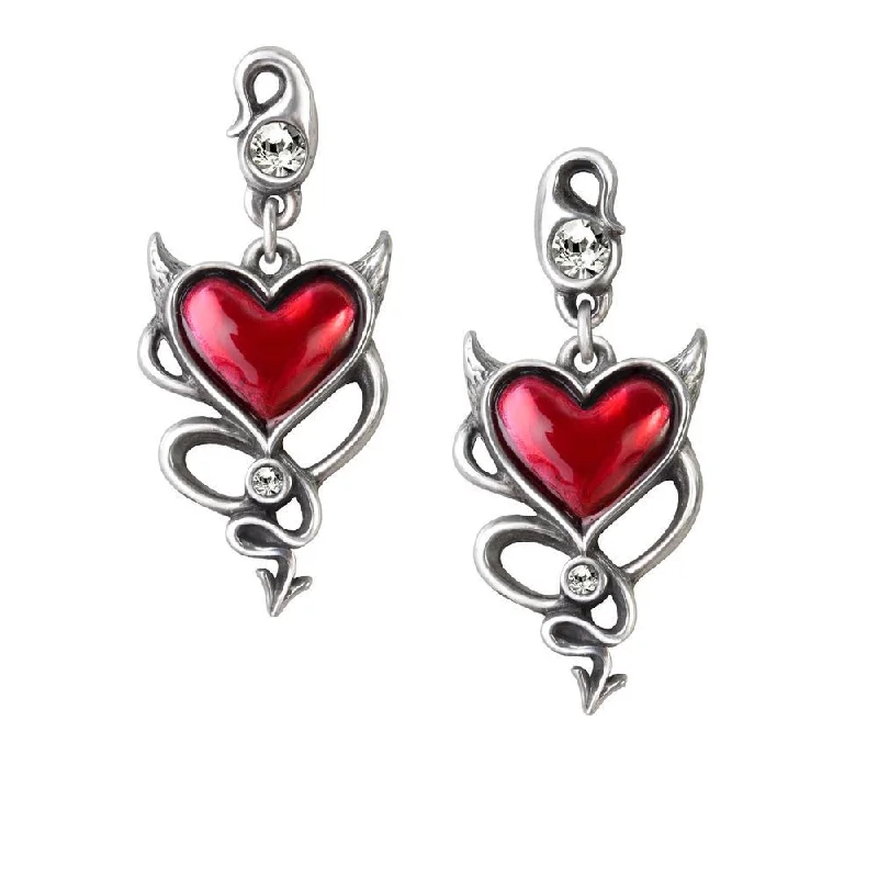 Best hoop earrings with matte finish for a sophisticated, understated design-Fashion hoop earrings for a youthful appearance -Devil Heart Earrings by Alchemy Gothic