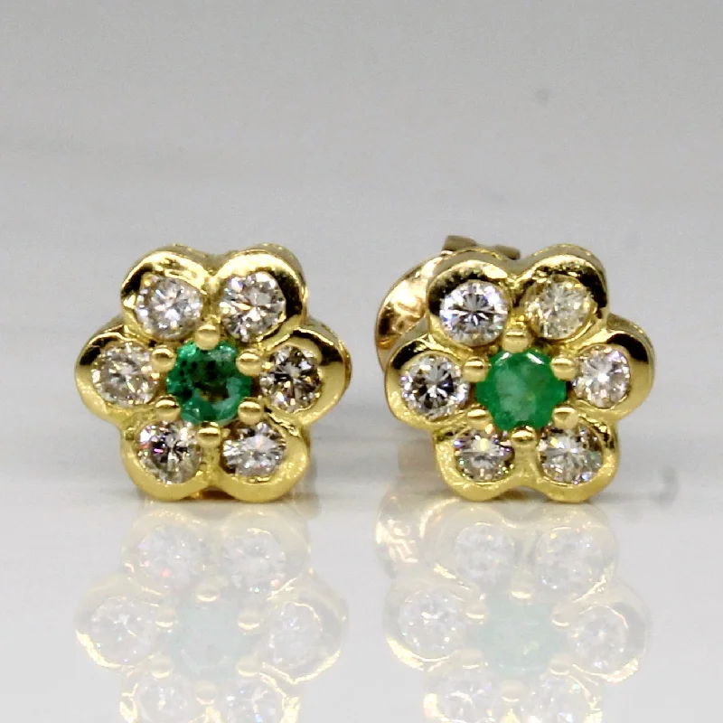 Best hoop earrings with delicate chain details for a trendy and stylish design-Vintage-inspired hoop earrings for a retro look -Diamond & Emerald Earrings | 0.24ctw, 0.08ctw |