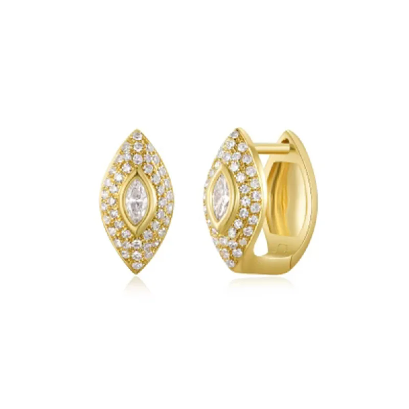 Best hoop earrings with intricate beaded details for a textured, stylish appearance-Chunky hoop earrings for fashion-forward outfits -Marquise Diamond Evil Eye Huggy