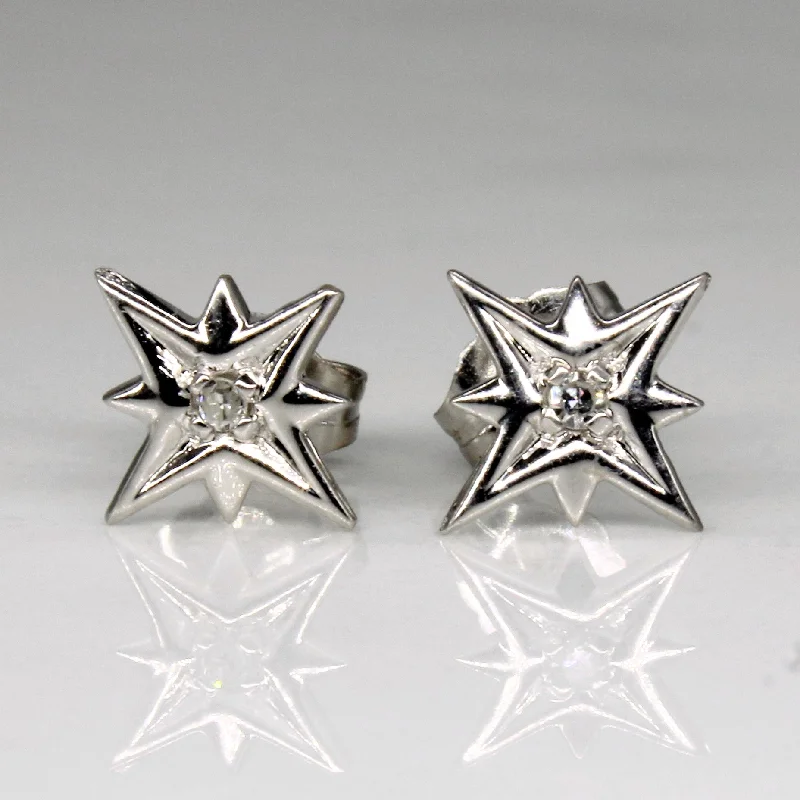 Best hoop earrings with custom engravings for a personalized and meaningful gift-Hoop earrings with colorful enamel detailing -Diamond Star Earrings | 0.02ctw |