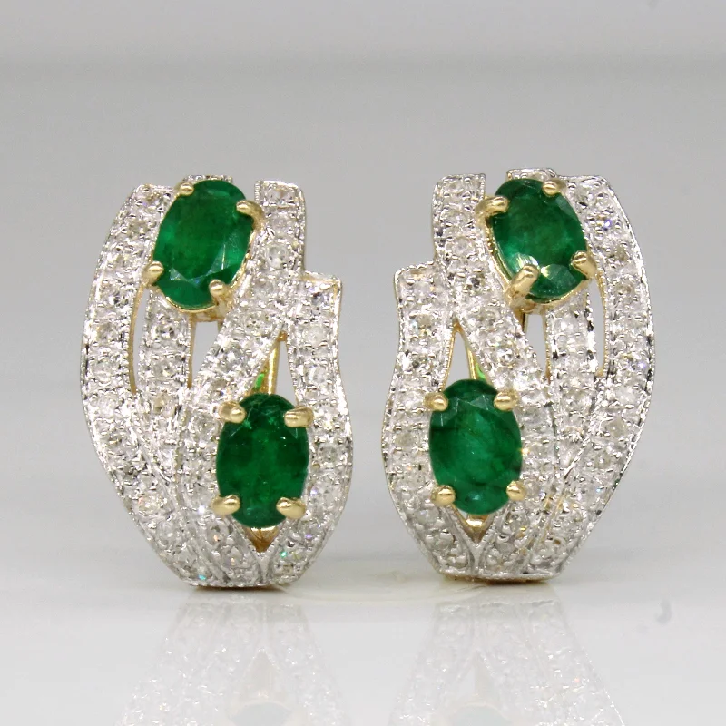 Best hoop earrings with gold-plated finishes for an affordable luxury vibe-Hoop earrings with textured designs -Emerald & Diamond Earrings | 1.48ctw, 0.38ctw |