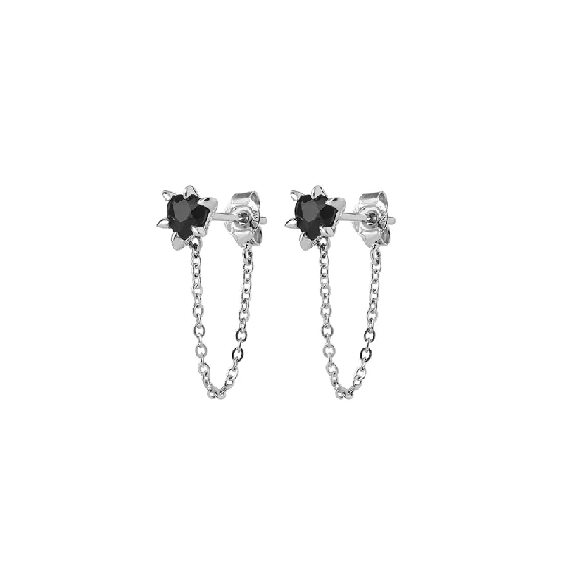 Hoop earrings with pearl accents for a chic and classic style-Large statement hoop earrings for women -Karen Walker Cupid's Heart & Chain Earrings- Sterling Silver