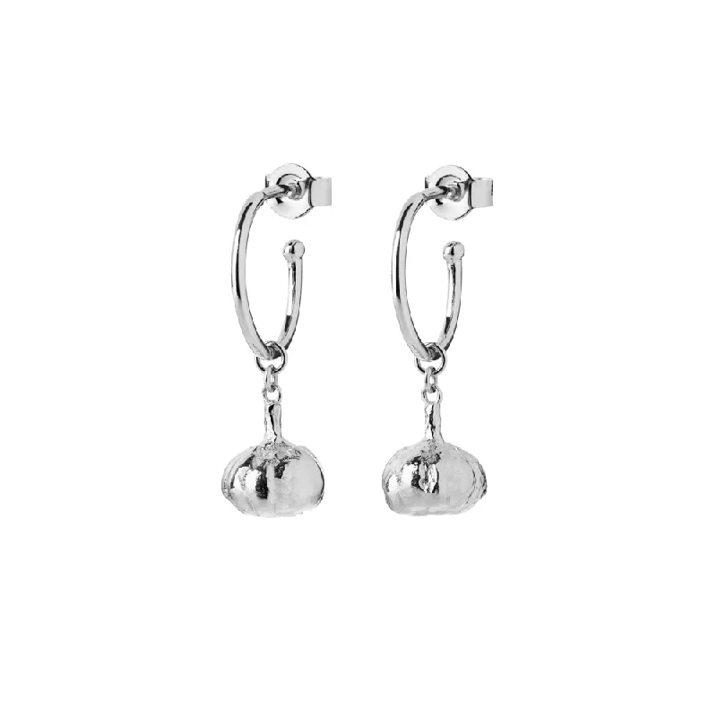 Hoop earrings with hearts for a sweet and romantic gesture-Sparkling hoop earrings for special events -Karen Walker Garlic Hoop Earrings - Sterling Silver