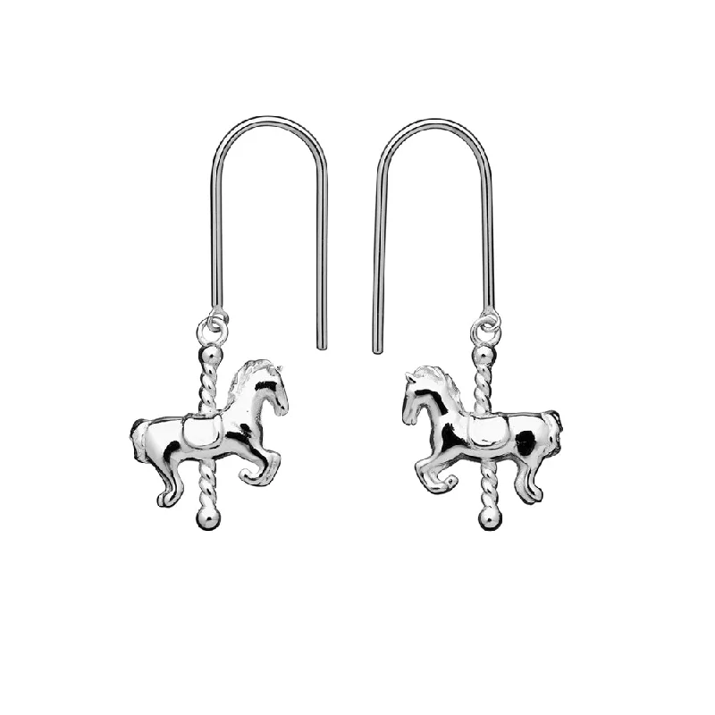 Hoop earrings with resin accents for a bold and colorful design-Hoop earrings with an open design for a modern look -Karen Walker Mini Carousel Horse Earrings - Sterling Silver