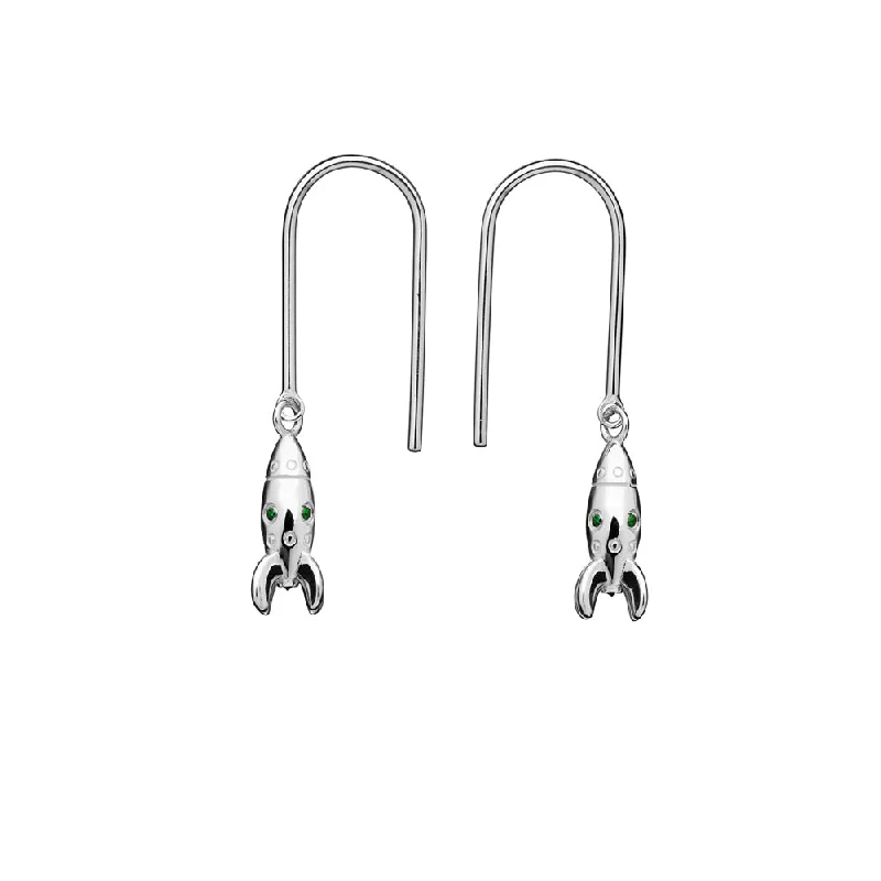 Hoop earrings with faceted crystals for added sparkle and shine-Simple hoop earrings with a matte finish -Karen Walker Mini Rocket Earrings - Sterling Silver