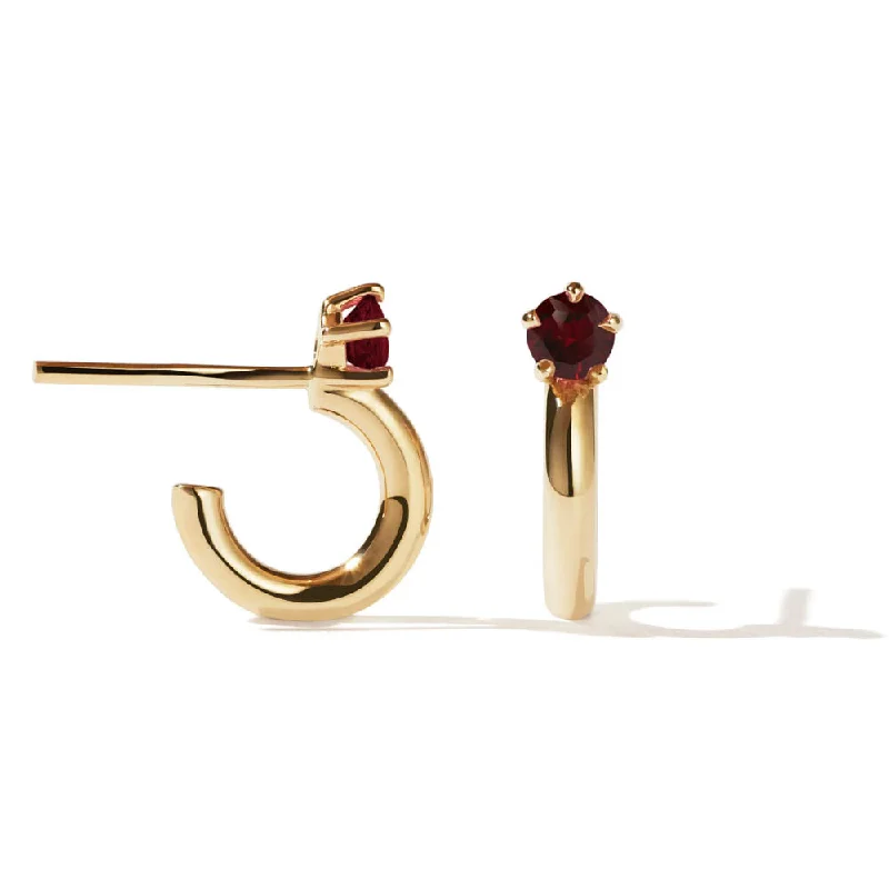 Best hoop earrings with butterfly motifs for a playful and whimsical appearance-Hoop earrings for petite faces -Meadowlark Bisous Hoop Earrings - Gold Plated & Garnet