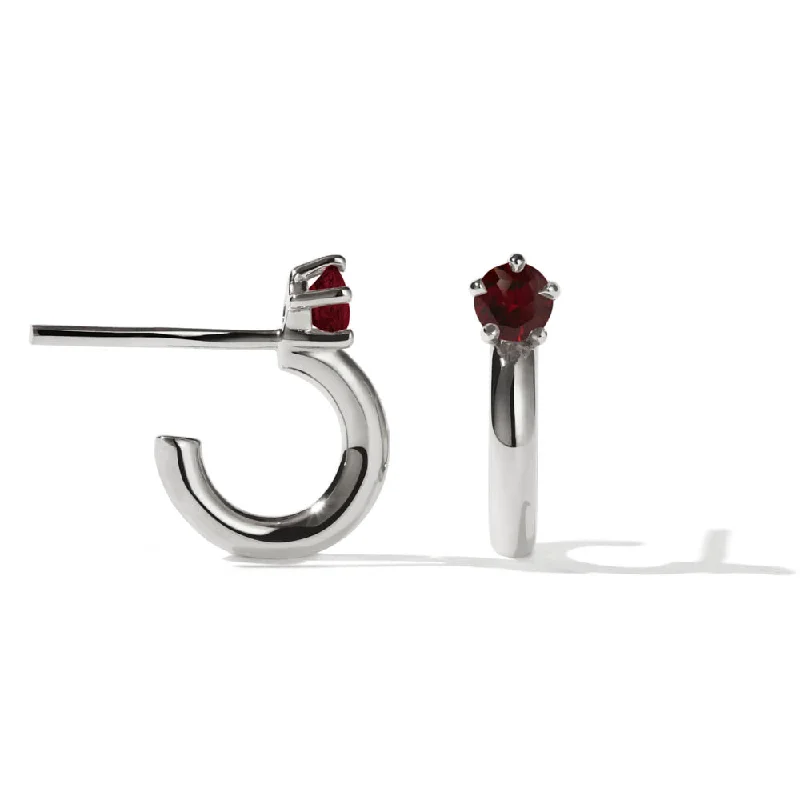 Hoop earrings with stacked layers for a bold and textured design-Sleek hoop earrings for a sophisticated look -Meadowlark Bisous Hoop Earrings - Sterling Silver & Garnet