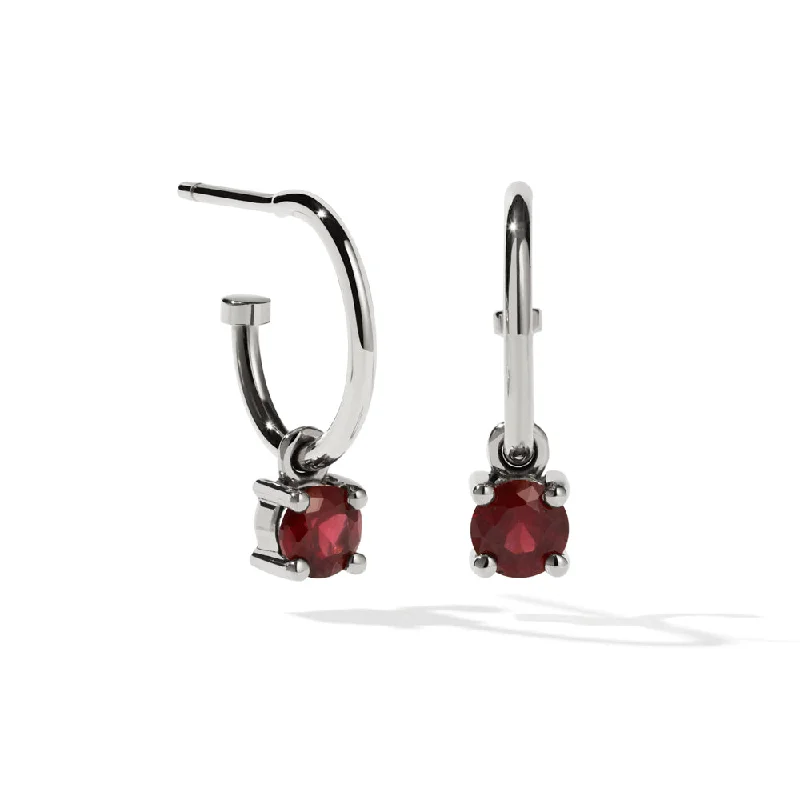 Hoop earrings with open designs for a modern, lighthearted vibe-Gold hoop earrings with a smooth finish -Meadowlark Della Earrings - Sterling Silver & Garnet