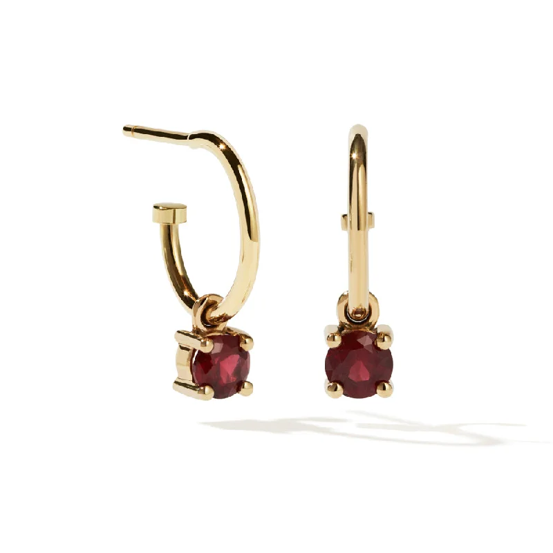 Hoop earrings with abstract shapes for an artistic and creative touch-Thin hoop earrings for a subtle look -Meadowlark Della Earrings - Gold Plated & Garnet