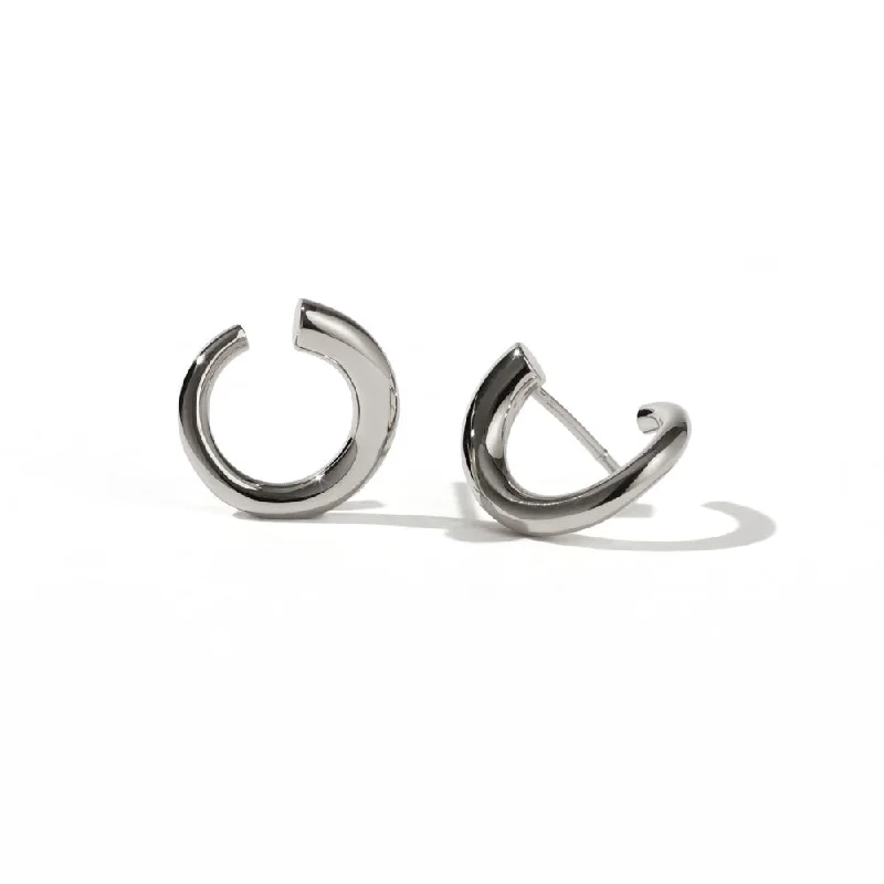 Hoop earrings with removable pendants for a versatile and customizable accessory-Hoop earrings for women with thick hair -Meadowlark Wave Earrings Small - Sterling Silver