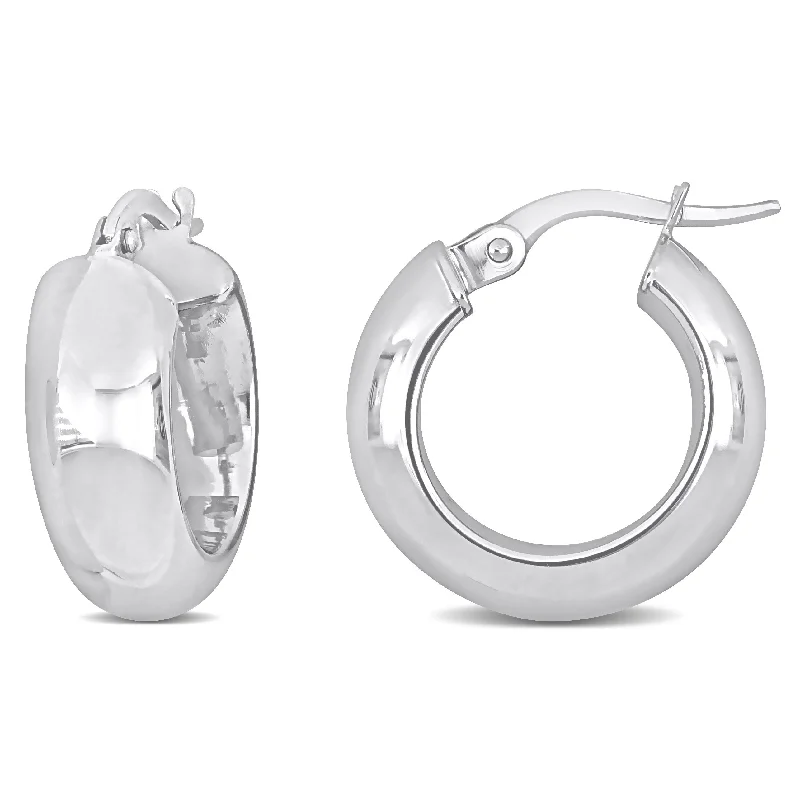 Hoop earrings with heart-shaped frames for a romantic and feminine look-Hoop earrings with textured metal designs -Mimi & Max 18mm Huggie Hoop Earrings in 10k White Gold