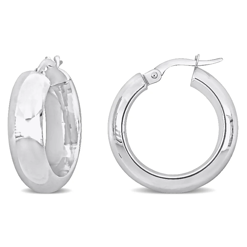 Best hoop earrings with asymmetrical designs for a fashion-forward, avant-garde look-Gold-filled hoop earrings for a polished shine -Mimi & Max 22mm Huggie Hoop Earrings in 10k White Gold