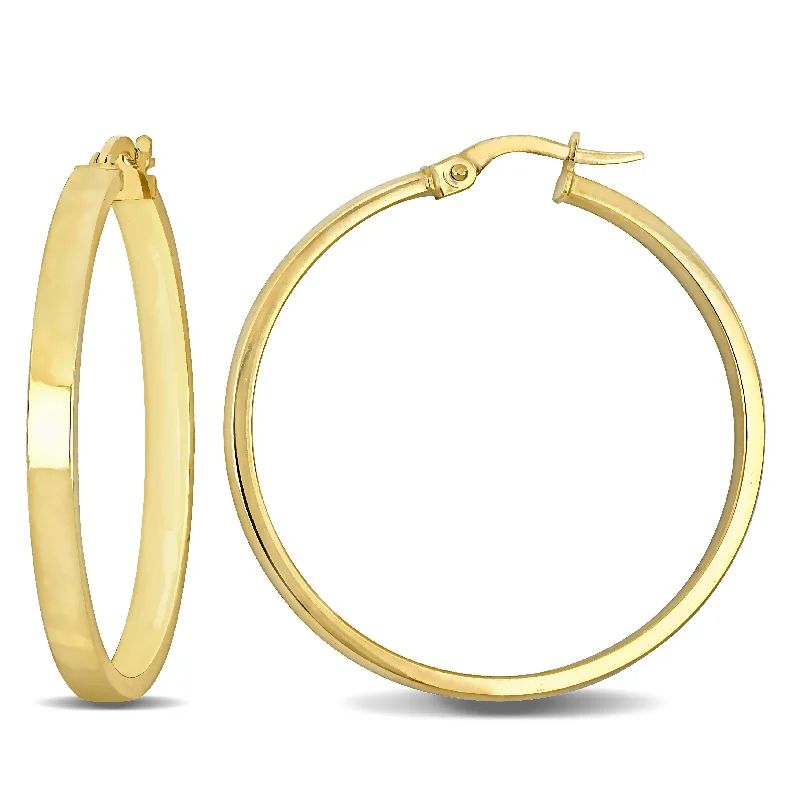 Best hoop earrings with vintage coins for a retro, antique-inspired style-Huggie hoop earrings for a snug fit -Mimi & Max 35mm Flat Edge Hoop Earrings in 14k Yellow Gold