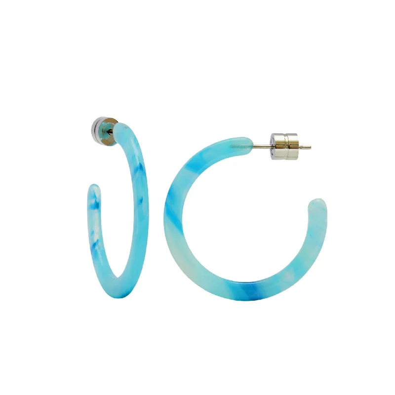 Classic hoop earrings with a thin profile for a sleek and subtle style-Hoop earrings for sensitive ears -Mini Hoops in French Coast Blue