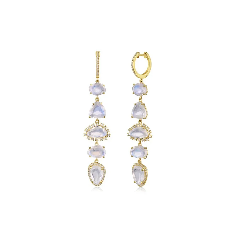 Best hoop earrings with cubic zirconia for a budget-friendly, dazzling look-Minimalist hoop earrings for simple style -Moonstone Diamond Drop Earring