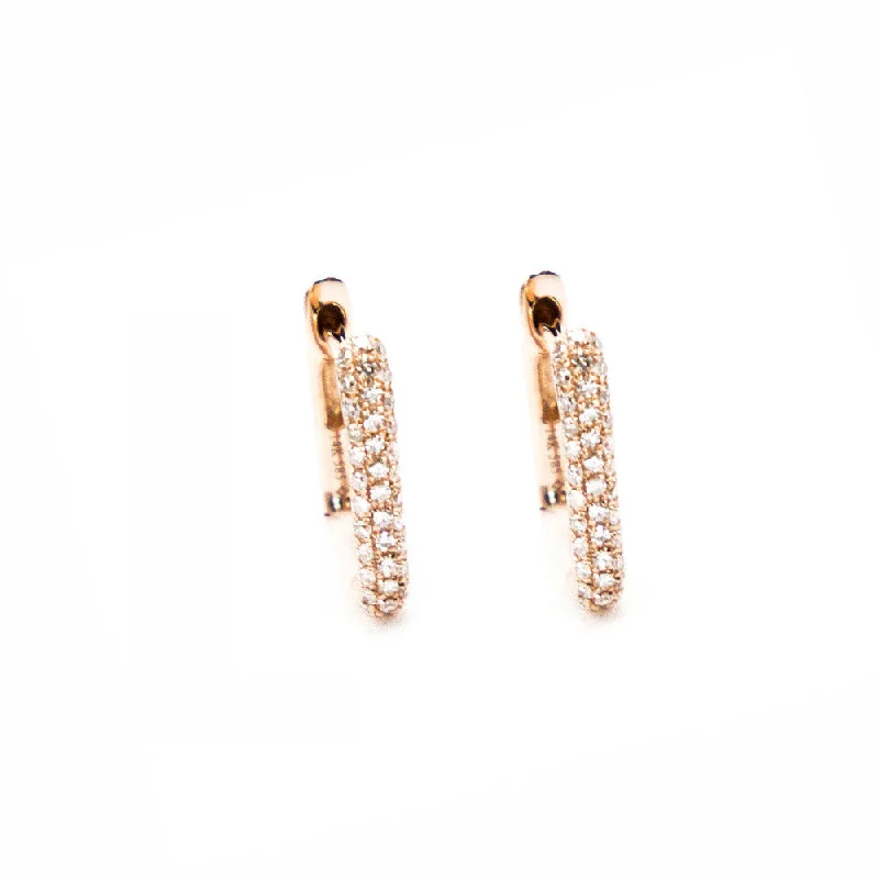 Hoop earrings with hammered copper for a warm and rustic aesthetic-Hoop earrings with geometric patterns for an edgy look -14k Yellow Gold Diamond Pave Square Huggy