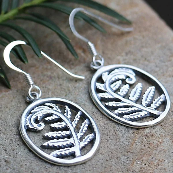 Large hoop earrings for a bold and statement-making fashion accessory-Classic hoop earrings for everyday wear -Nordic Fern Earrings - Sterling Silver