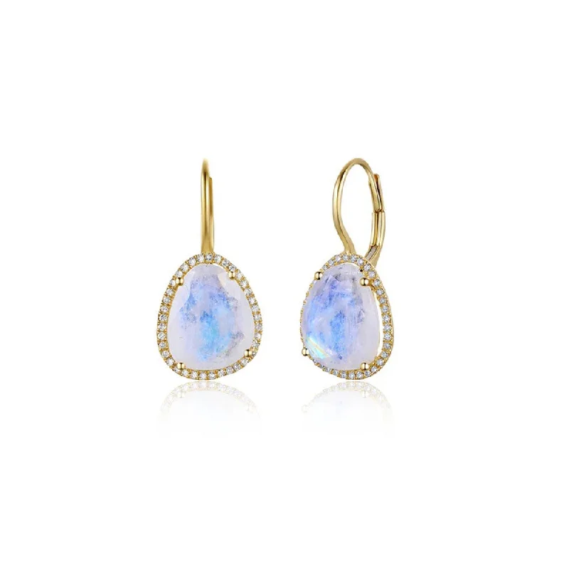 Hoop earrings with oversized pearl accents for a statement-making look-Dainty gold hoop earrings for daily elegance -Organic Moonstone Diamond Leverback Earring