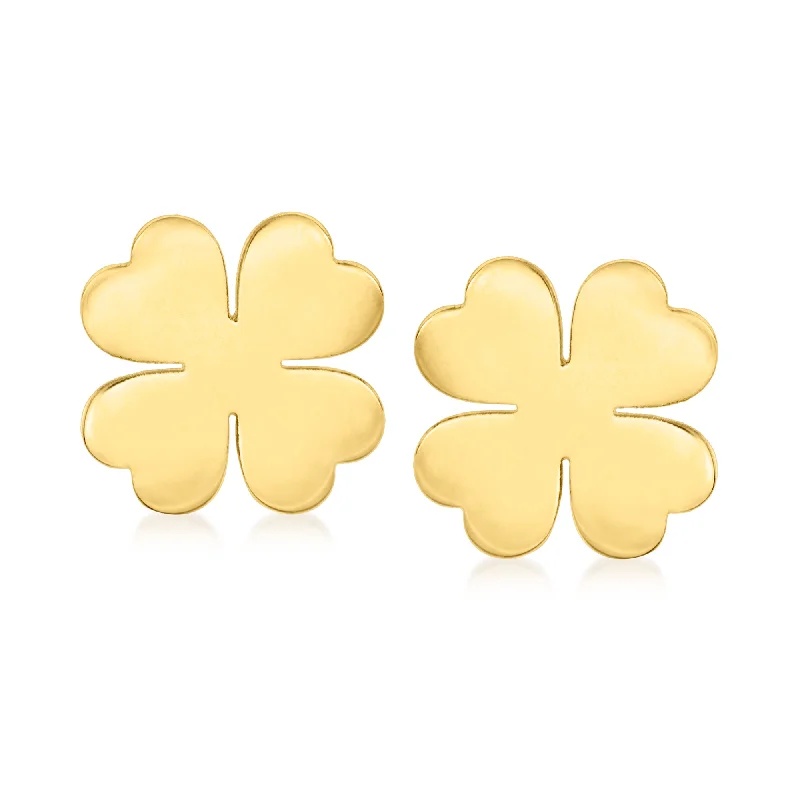 Best hoop earrings with lever-back closures for secure and easy wear-Lightweight hoop earrings for daily wear -Ross-Simons Italian 14kt Yellow Gold 4-Leaf Clover Earrings