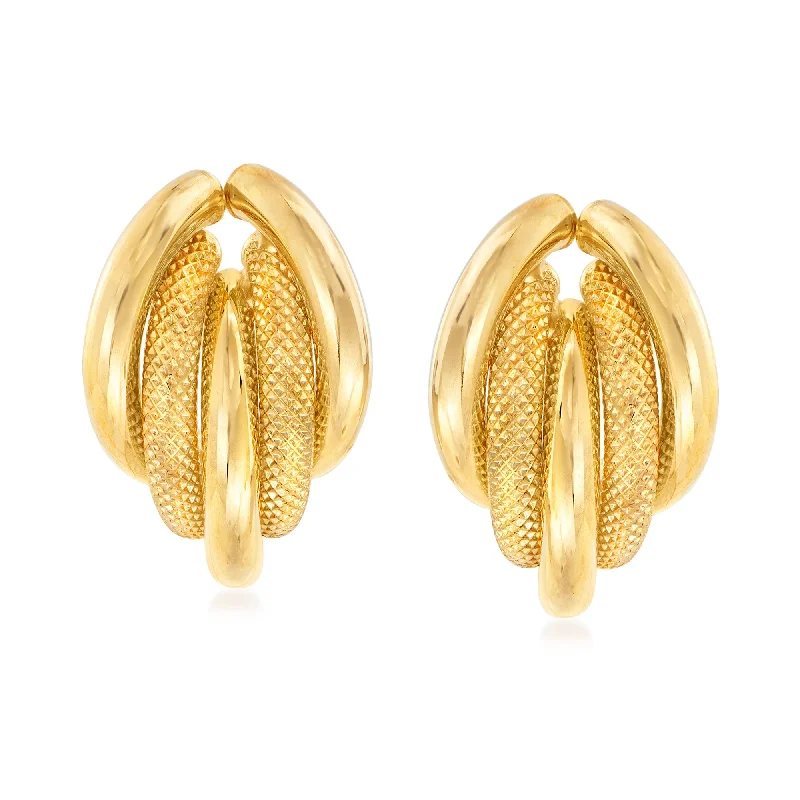 Best hoop earrings with butterfly motifs for a playful and whimsical appearance-Hoop earrings for petite faces -Ross-Simons Italian 18kt Yellow Gold Earrings