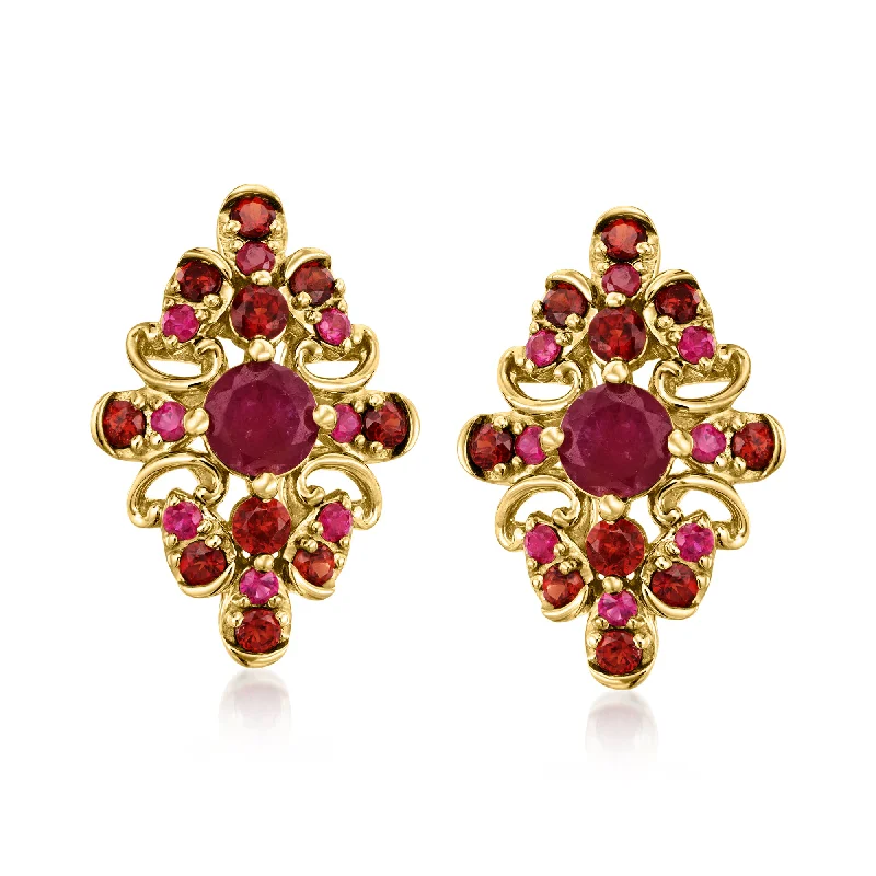 Best hoop earrings with custom designs for a personalized, unique accessory-Large hoop earrings for a bold statement -Ross-Simons Ruby and . Garnet Earrings in 14kt Yellow Gold