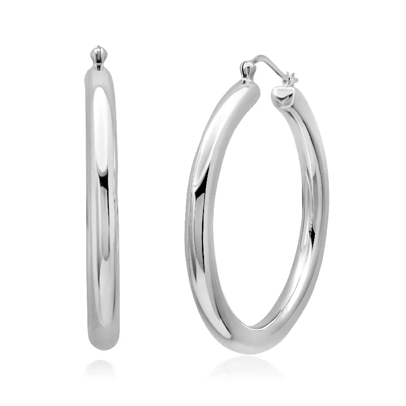 Best hoop earrings with gemstone accents for a colorful and elegant appearance-Double hoop earrings for a unique style -Sterling Silver 50X5 MM Hoop Earrings