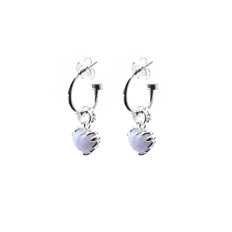 Best hoop earrings with blackened metal for an edgy and bold appearance-Hoop earrings for formal or semi-formal occasions -Stolen Girlfriends Club Love Anchor Earrings - Sterling Silver & Blue Lace Agate