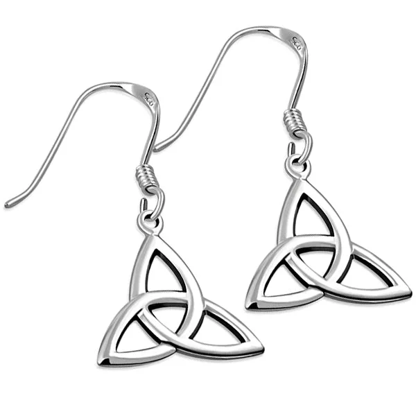 Hoop earrings with resin accents for a bold and colorful design-Hoop earrings with an open design for a modern look -Triquetra Earrings - Sterling Silver