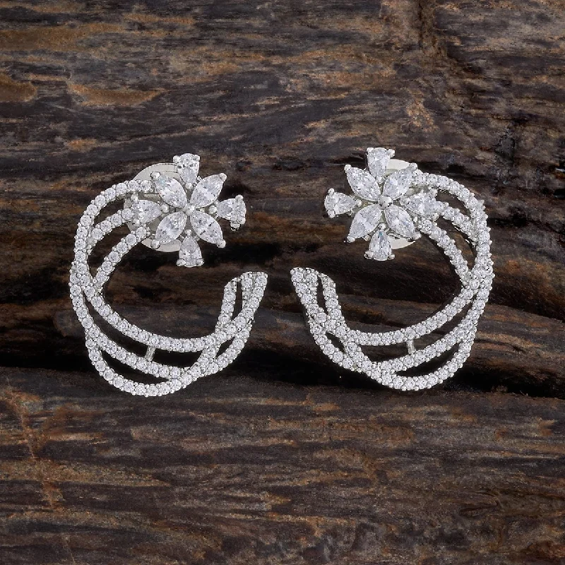 Hoop earrings with abstract wirework for an artistic, unique look-Hoop earrings with star-shaped charms for whimsical looks -Zircon Earring 178444