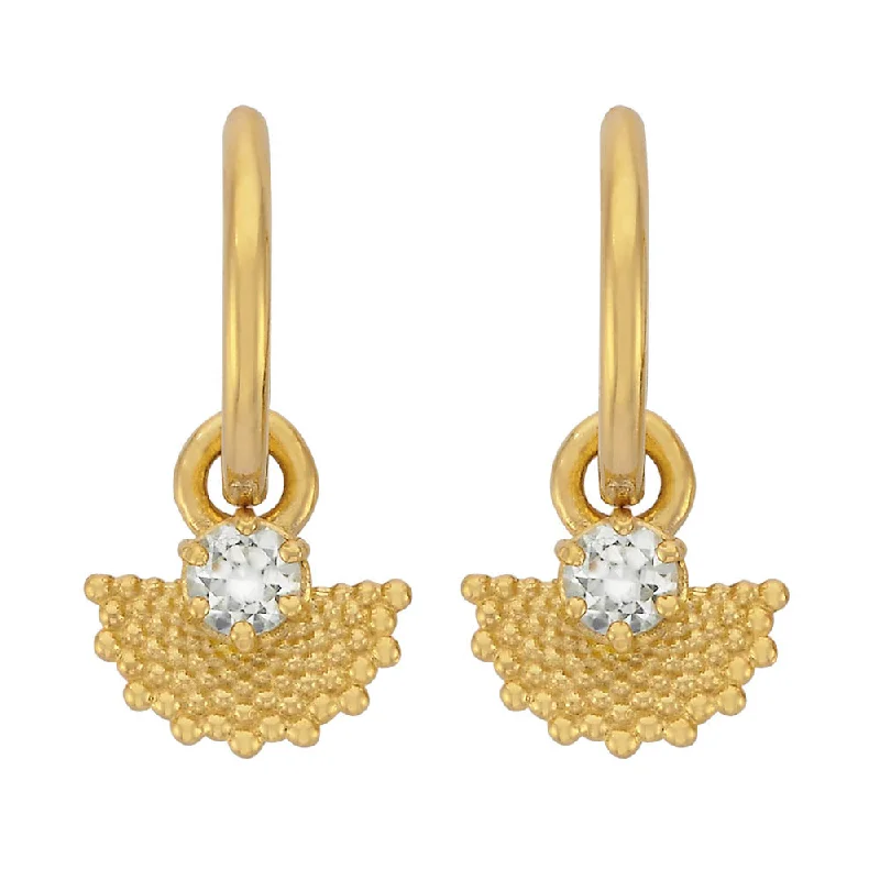 Small hoop earrings for a delicate and understated everyday wear-Silver hoop earrings for formal events -Zoe & Morgan Eos Earrings - Gold Plated & White Zircon