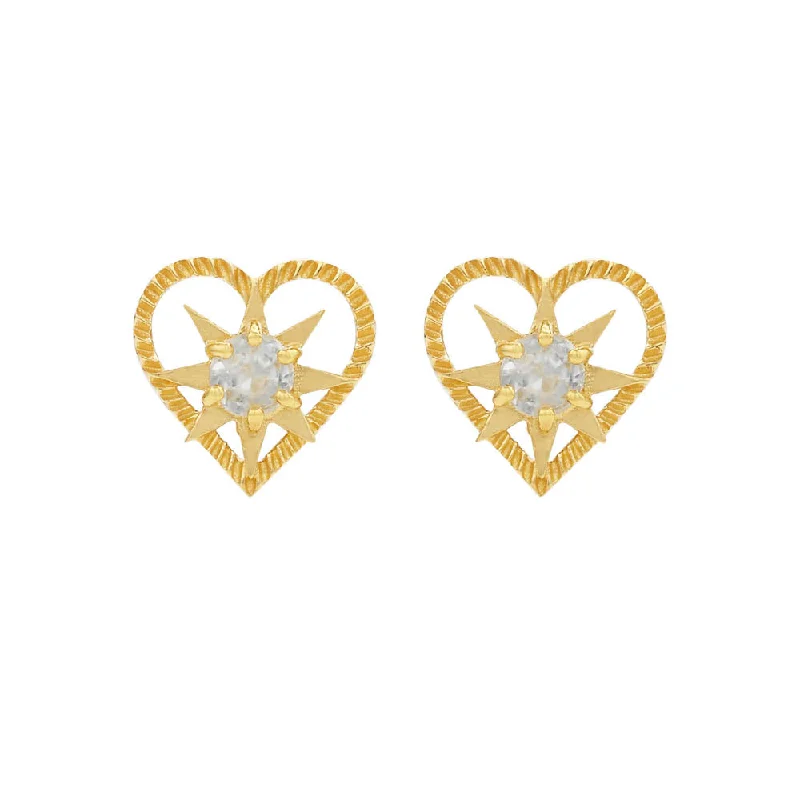 Best hoop earrings with sterling silver for an affordable and chic design-Hoop earrings with diamonds for elegance -Zoe & Morgan Kind Heart Earrings - Gold Plated & White Zircon